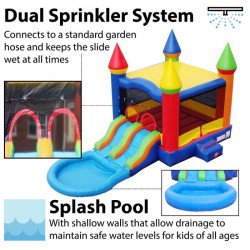 inflatable water slide bounce house double lane crossover rainbow graphic5 1 1 1657137834 Kid's Bounce and Slide Combo with Splash Pool